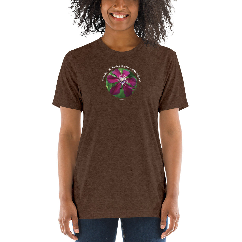 Tune into the feeling of your dream fulfilled_Bella Canva Tri Blend Short sleeve t-shirt