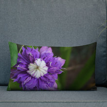 Load image into Gallery viewer, Purple Clematis Premium Pillow with White Back
