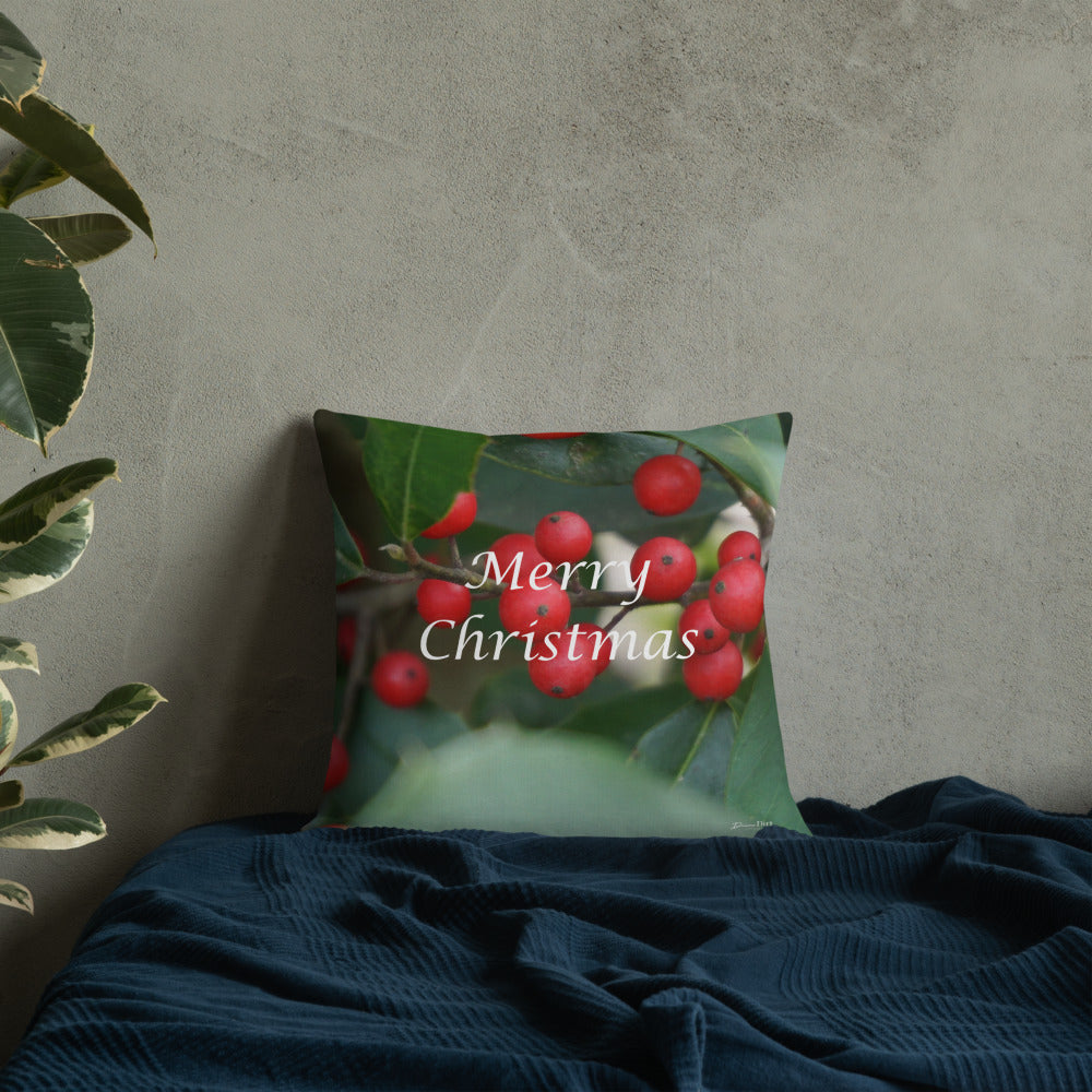 Merry Christmas  Premium Pillow with Red Back