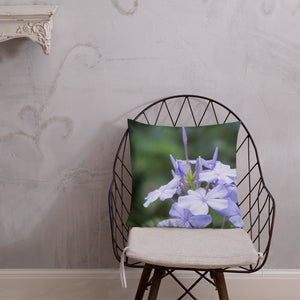Blue Plumbago Premium Pillow with White Back