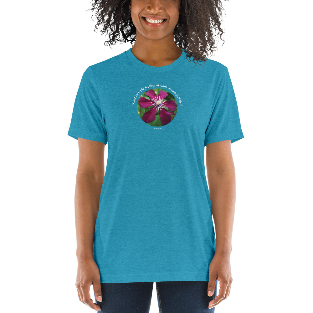 Tune into the feeling of your dream fulfilled_Bella Canva Tri Blend Short sleeve t-shirt