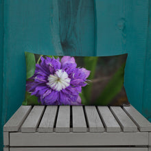 Load image into Gallery viewer, Purple Clematis Premium Pillow with Purple Back 20x12
