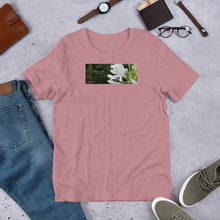 Load image into Gallery viewer, Agapanthus-Indigo Frost.   “Immerse yourself in silence”.   Short-Sleeve Unisex T-Shirt
