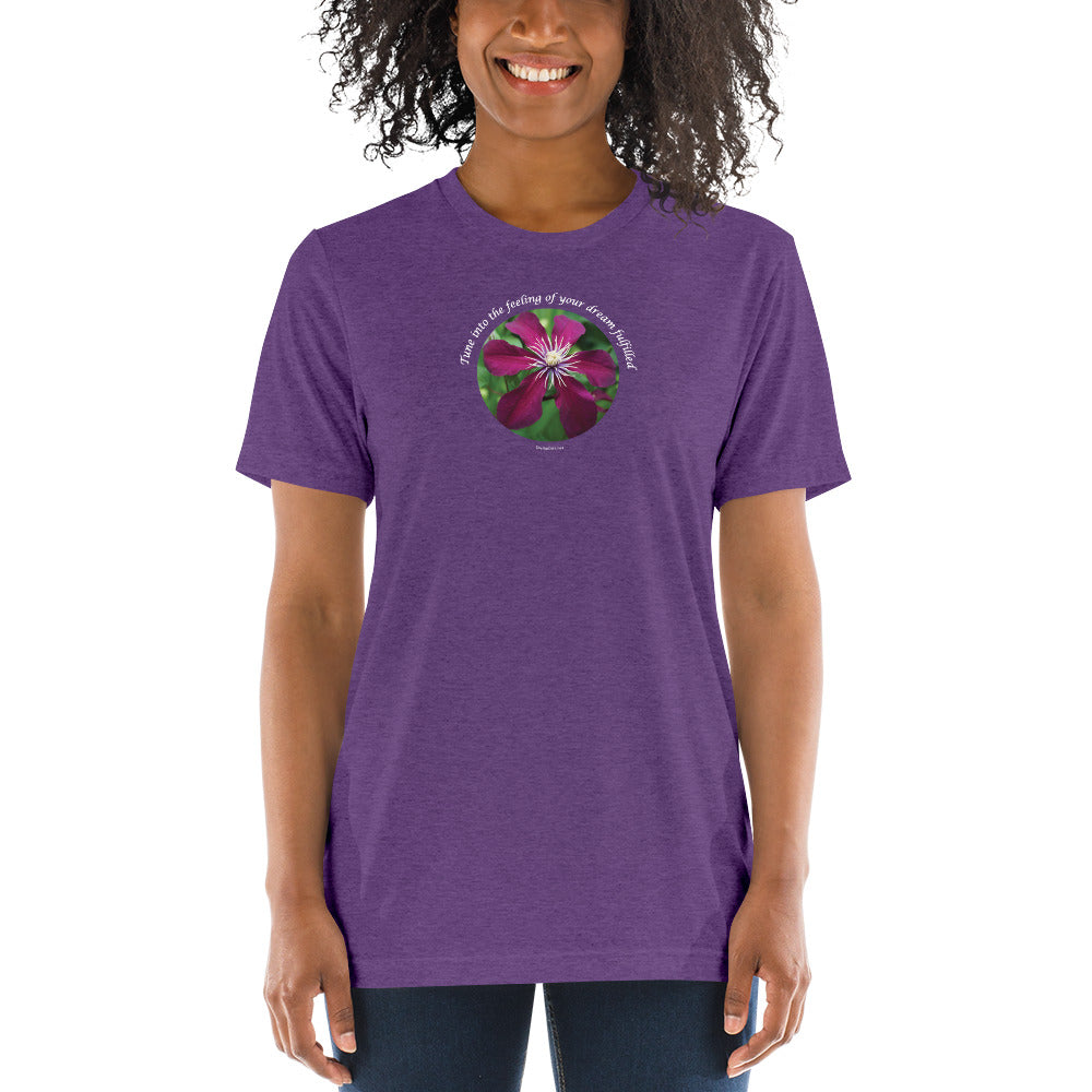 Tune into the feeling of your dream fulfilled_Bella Canva Tri Blend Short sleeve t-shirt
