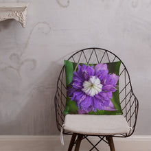Load image into Gallery viewer, Purple Clematis Premium Pillow with White Back
