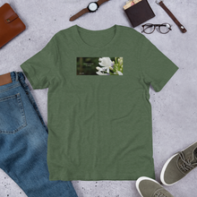 Load image into Gallery viewer, Agapanthus-Indigo Frost.   “Immerse yourself in silence”.   Short-Sleeve Unisex T-Shirt
