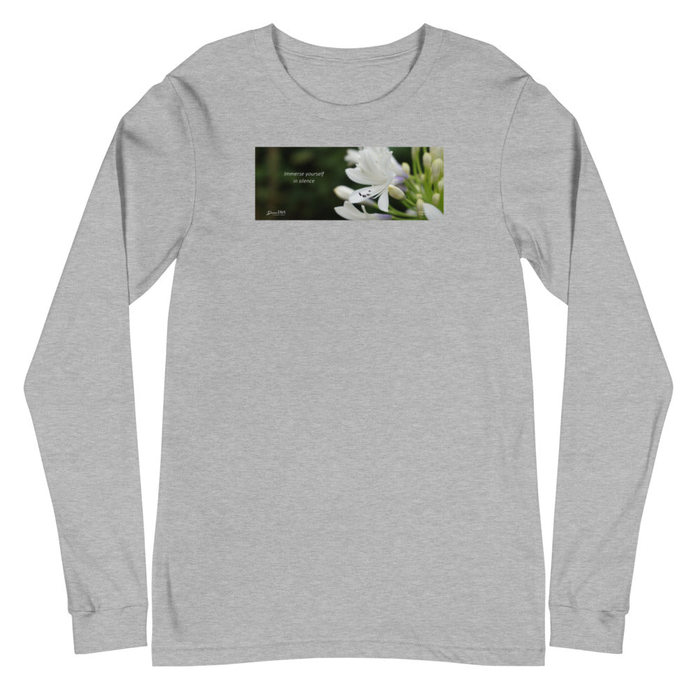 Agapanthus-Indigo Frost. “Immerse yourself in silence”.  Unisex Long Sleeve Tee