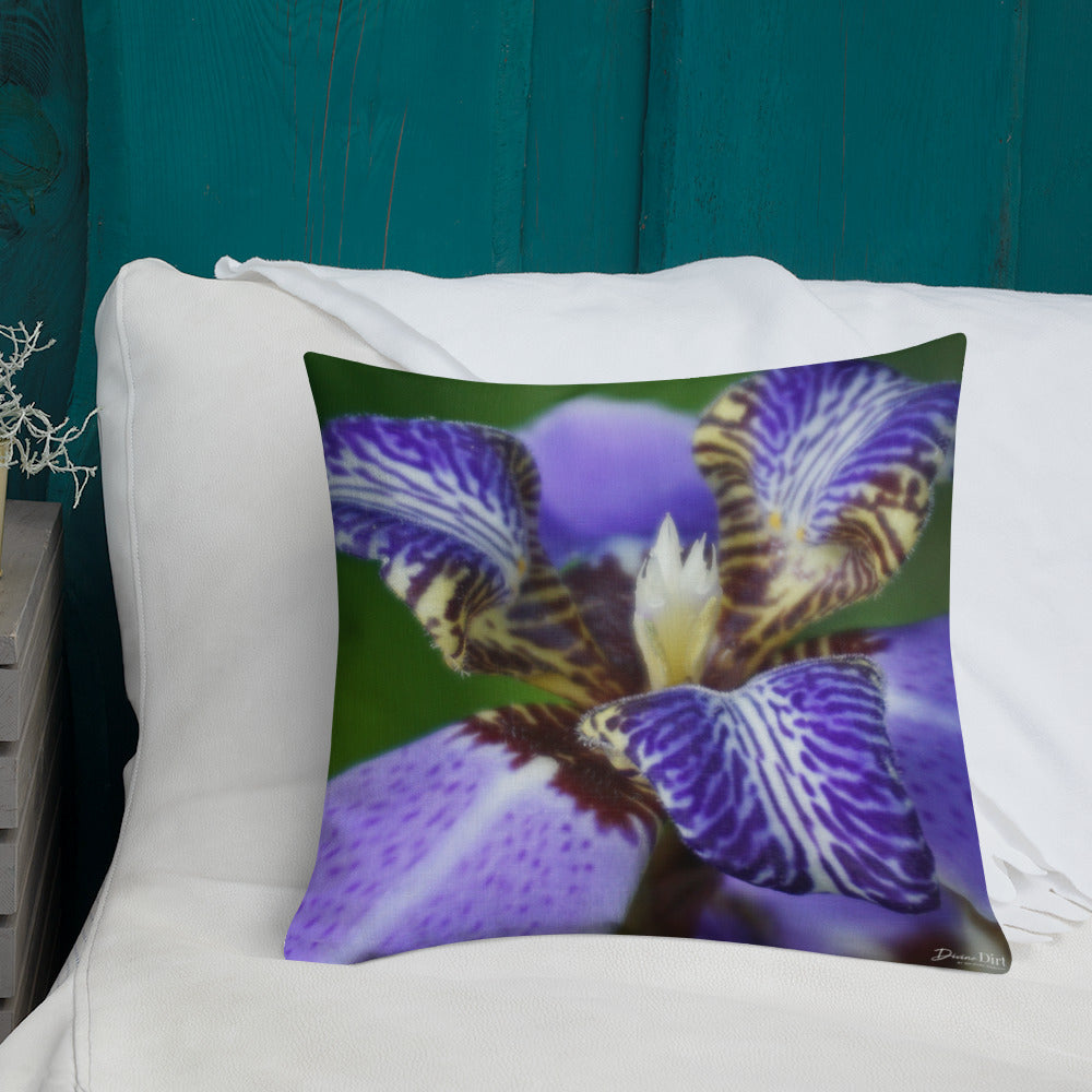 Purple Brazilian Iris Premium Pillow with White Back