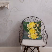 Load image into Gallery viewer, Yellow Kalanchoe Premium Pillow-Teal Back
