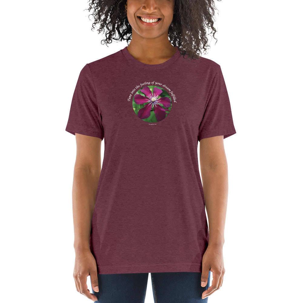 Tune into the feeling of your dream fulfilled_Bella Canva Tri Blend Short sleeve t-shirt