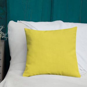 Pink Oxalis-Sedum Premium Pillow with Yellow Back