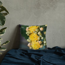 Load image into Gallery viewer, Yellow Kalanchoe Premium Pillow with Light Grey Back
