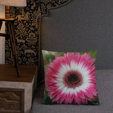 Load image into Gallery viewer, Pink Gerbera Daisy Premium Pillow with White Back

