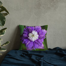 Load image into Gallery viewer, Purple Clematis Premium Pillow with White Back
