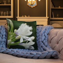 Load image into Gallery viewer, Agapanthus &#39;Indigo Frost&#39; Premium Pillow with White Back
