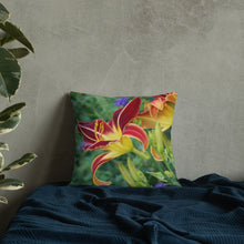 Load image into Gallery viewer, Burnt Orange Day Lilies Premium Pillow with White Back
