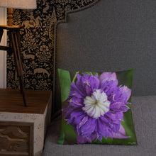 Load image into Gallery viewer, Purple Clematis Premium Pillow with White Back
