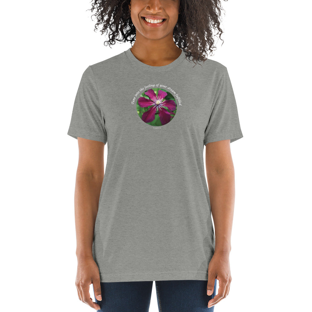 Tune into the feeling of your dream fulfilled_Bella Canva Tri Blend Short sleeve t-shirt