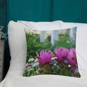 Pink Siam Tulips Premium Pillow with White Back
