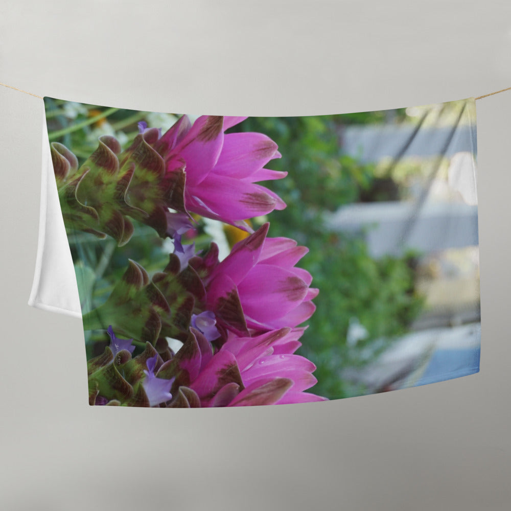 Siam Tulips Throw Blanket.  "Hanging out on the porch"