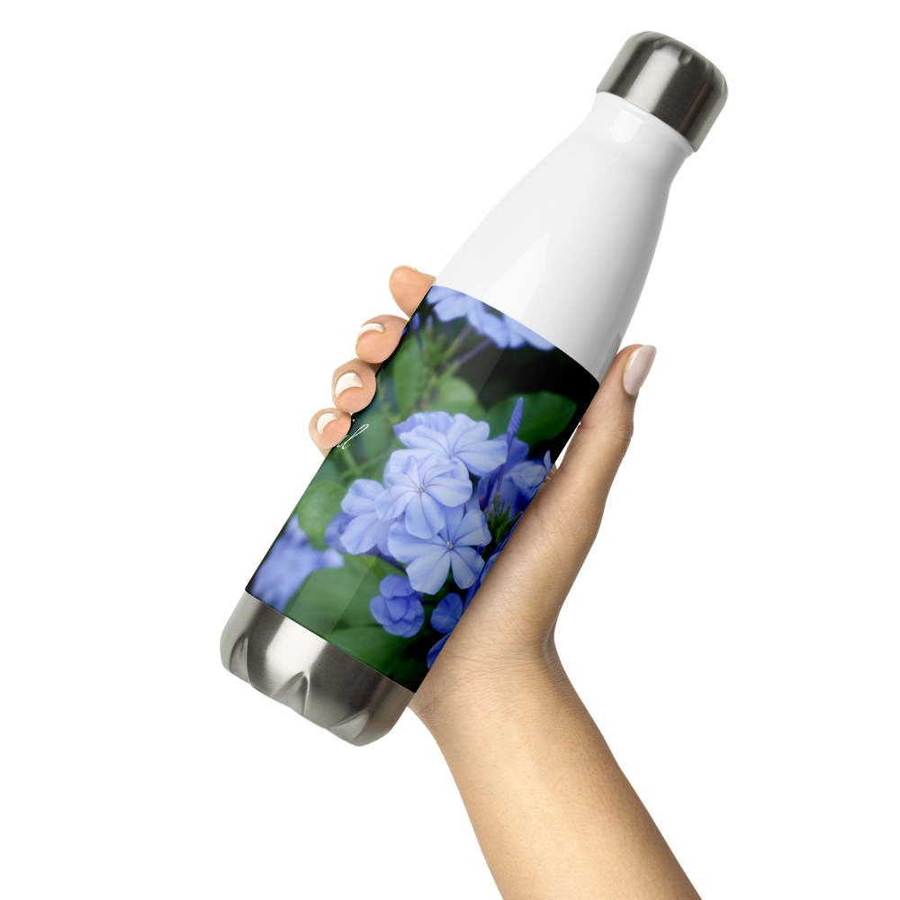 Blue Plumbago 'Grateful' Stainless Steel Water Bottle