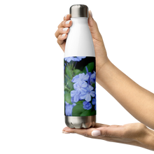 Load image into Gallery viewer, Blue Plumbago &#39;Grateful&#39; Stainless Steel Water Bottle
