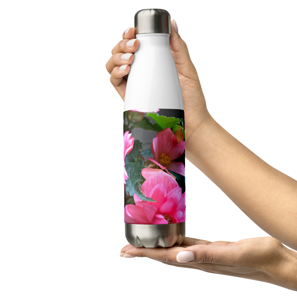 Pink Begonia Stainless Steel Water Bottle