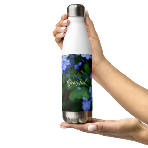 Blue Plumbago 'Grateful' Stainless Steel Water Bottle