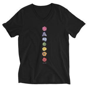 7 Energy Centers_Unisex Short Sleeve V-Neck T-Shirt_Black