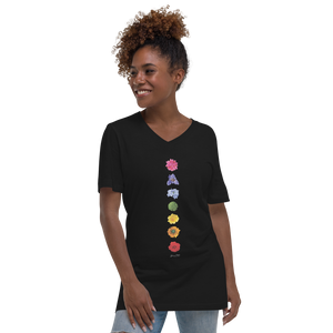 7 Energy Centers_Unisex Short Sleeve V-Neck T-Shirt_Black