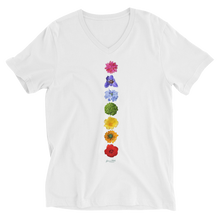 Load image into Gallery viewer, Energy Centers_Chakras_Unisex Short Sleeve V-Neck T-Shirt_White
