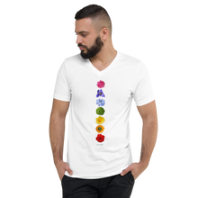 Load image into Gallery viewer, Energy Centers_Chakras_Unisex Short Sleeve V-Neck T-Shirt_White
