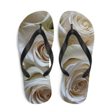 Load image into Gallery viewer, White Roses Flip-Flops.  &#39;Enjoy the Unfolding of Life&#39;
