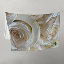 Load image into Gallery viewer, White Roses Throw Blanket  &#39;Unfolding of Life&#39;
